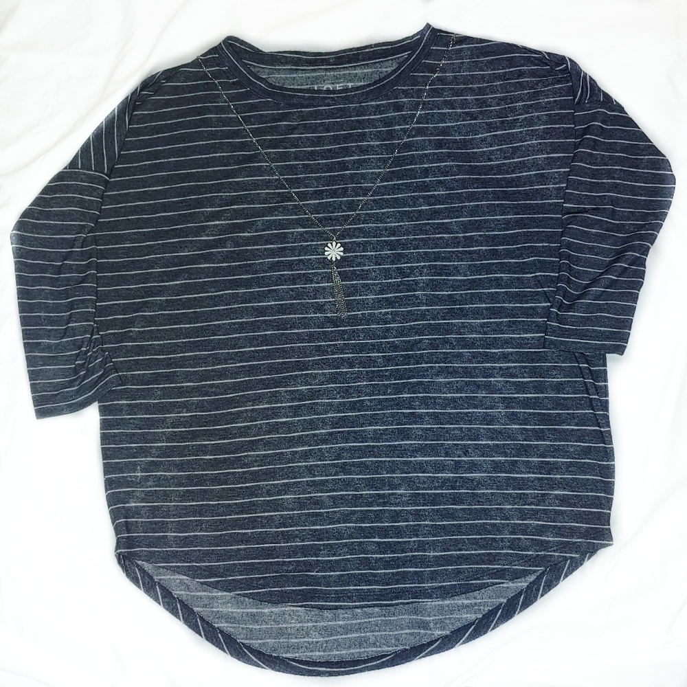 Ann Taylor Loft hi low pinstripe tunic tee